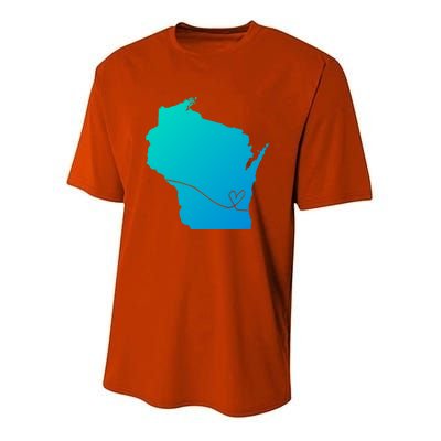 Wisconsin Love Heart Home State Midwest Wisco Vintage Retro Gift Youth Performance Sprint T-Shirt