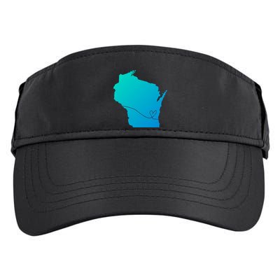 Wisconsin Love Heart Home State Midwest Wisco Vintage Retro Gift Adult Drive Performance Visor