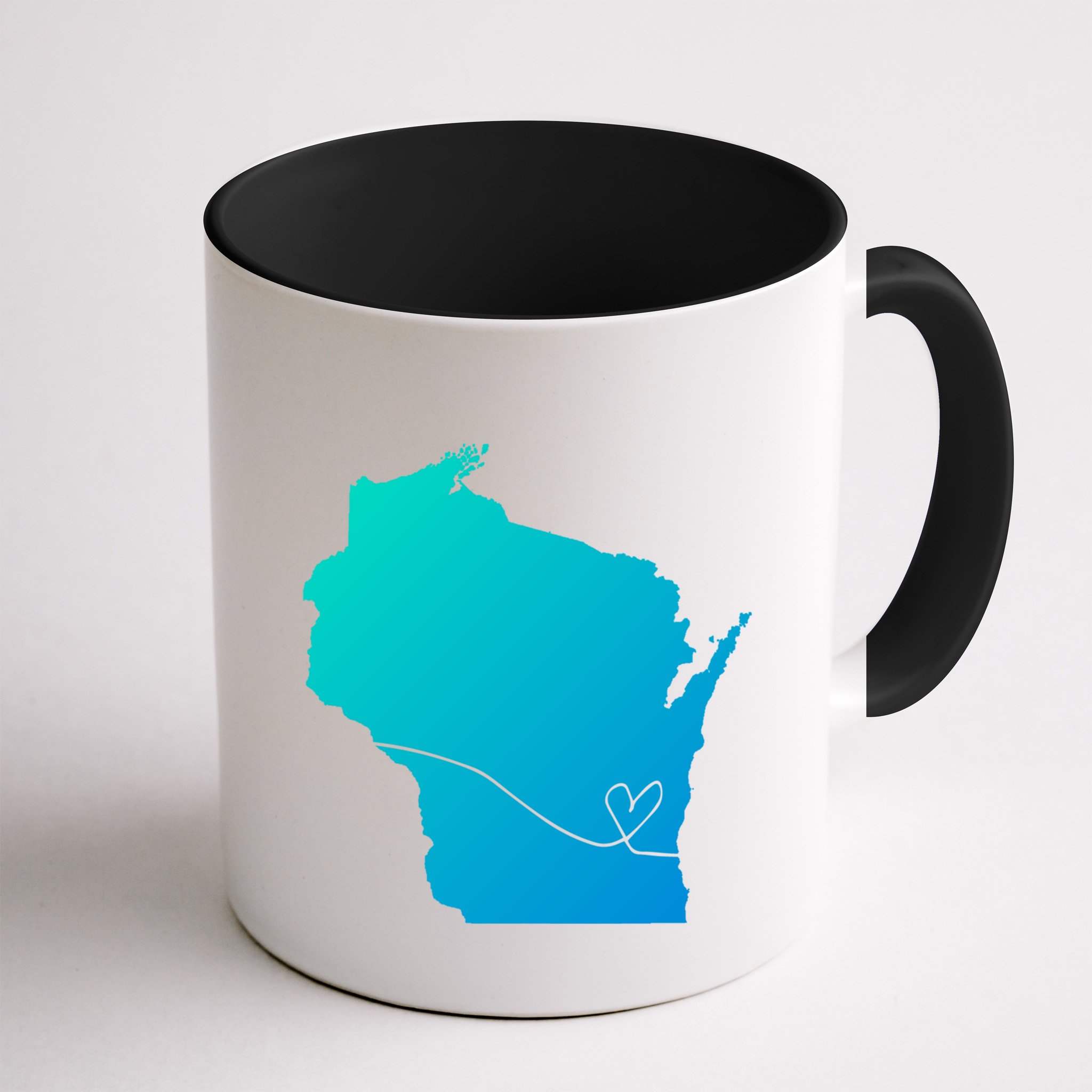 Wisconsin Love Heart Home State Midwest Wisco Vintage Retro Gift Mug