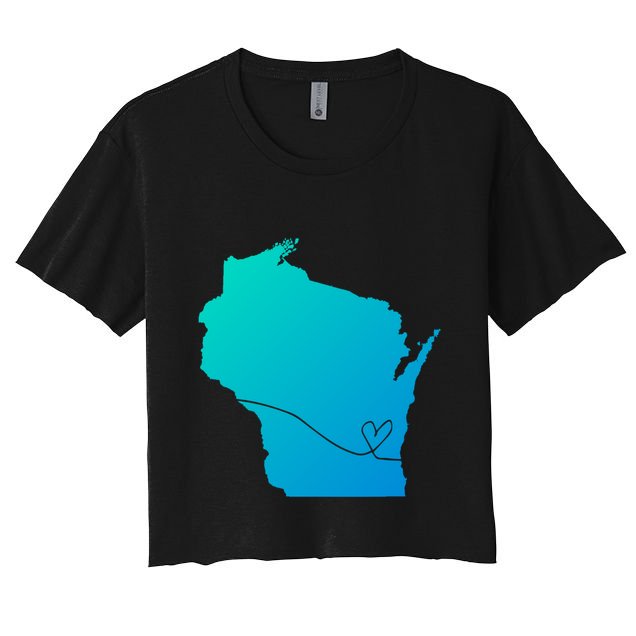 Wisconsin Love Heart Home State Midwest Wisco Vintage Retro Gift Crop Top
