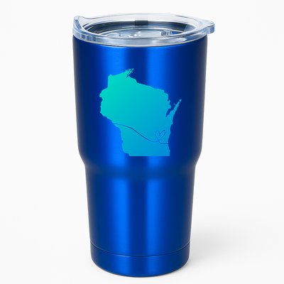 Wisconsin Love Heart Home State Midwest Wisco Vintage Retro Gift Tumbler