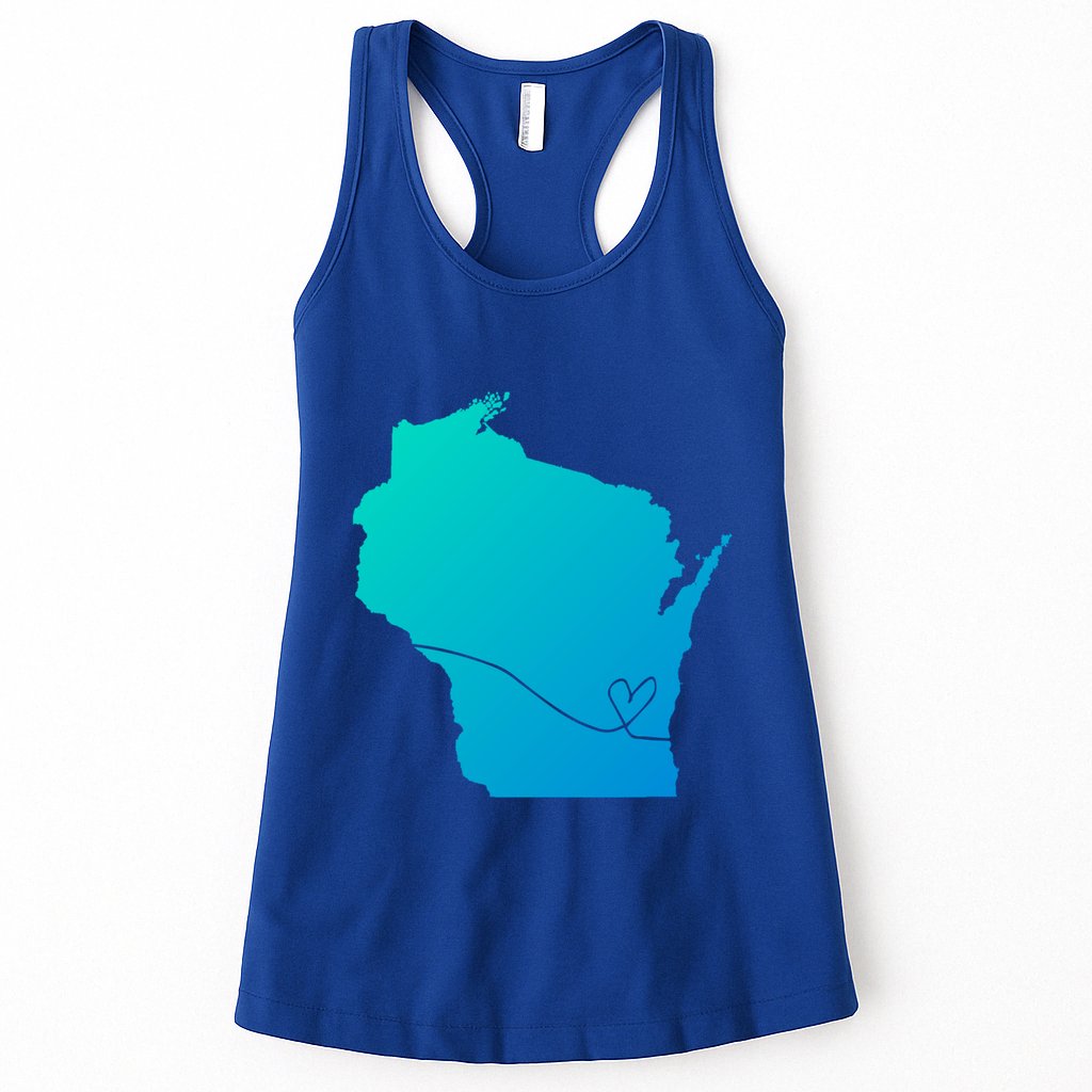 Wisconsin Love Heart Home State Midwest Wisco Vintage Retro Gift Womens Tank Top