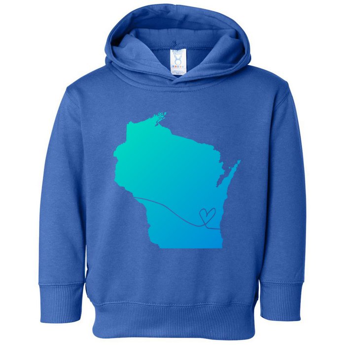 Wisconsin Love Heart Home State Midwest Wisco Vintage Retro Gift Toddler Hoodie