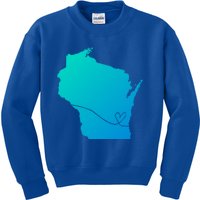 Wisconsin Love Heart Home State Midwest Wisco Vintage Retro Gift Kids Sweatshirt