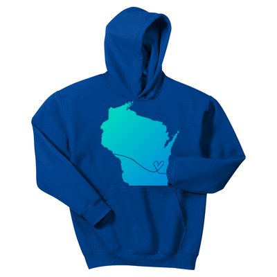 Wisconsin Love Heart Home State Midwest Wisco Vintage Retro Gift Kids Hoodie