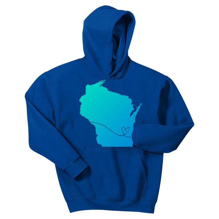 Wisconsin Love Heart Home State Midwest Wisco Vintage Retro Gift Kids Hoodie