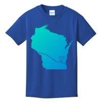 Wisconsin Love Heart Home State Midwest Wisco Vintage Retro Gift Kids T-Shirt