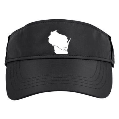 Wisconsin Love Heart Home State Midwest Wisco Vintage Retro Funny Gift Adult Drive Performance Visor