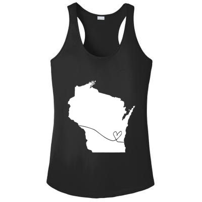 Wisconsin Love Heart Home State Midwest Wisco Vintage Retro Funny Gift Ladies PosiCharge Competitor Racerback Tank