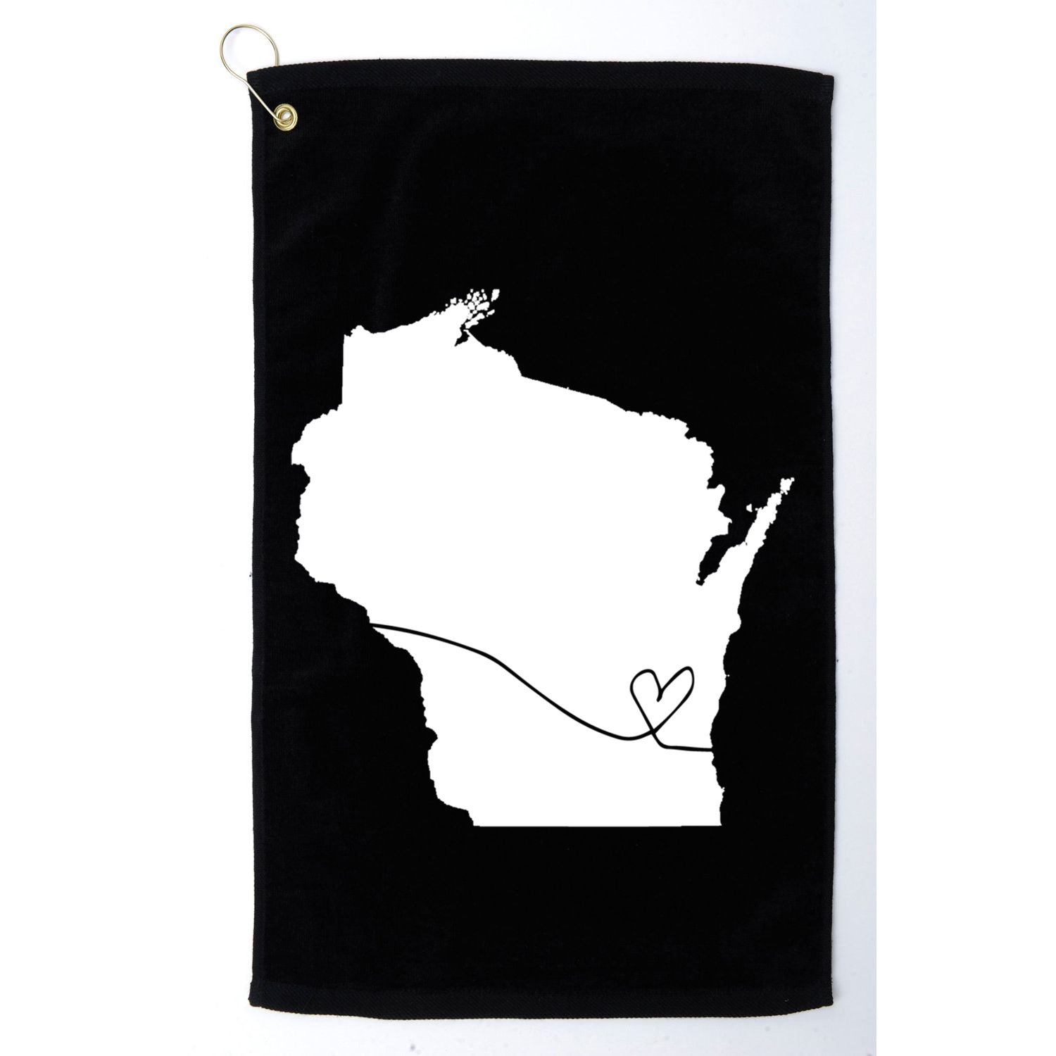 Wisconsin Love Heart Home State Midwest Wisco Vintage Retro Funny Gift Golf Towel