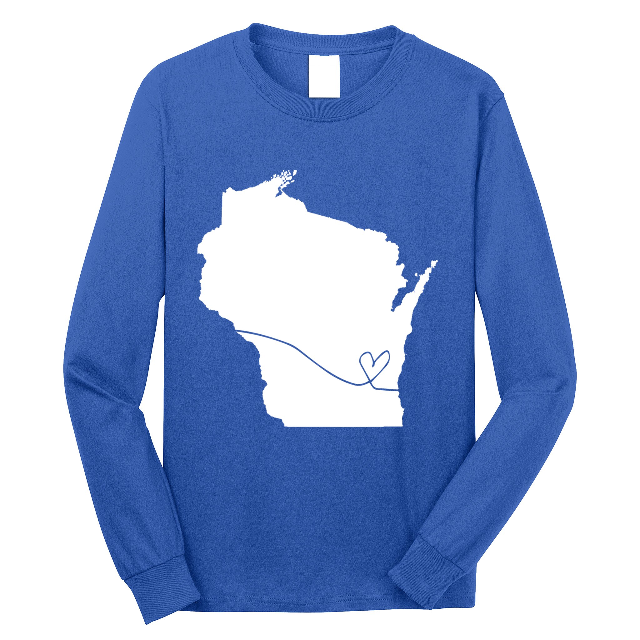 Wisconsin Love Heart Home State Midwest Wisco Vintage Retro Funny Gift Long Sleeve Shirt