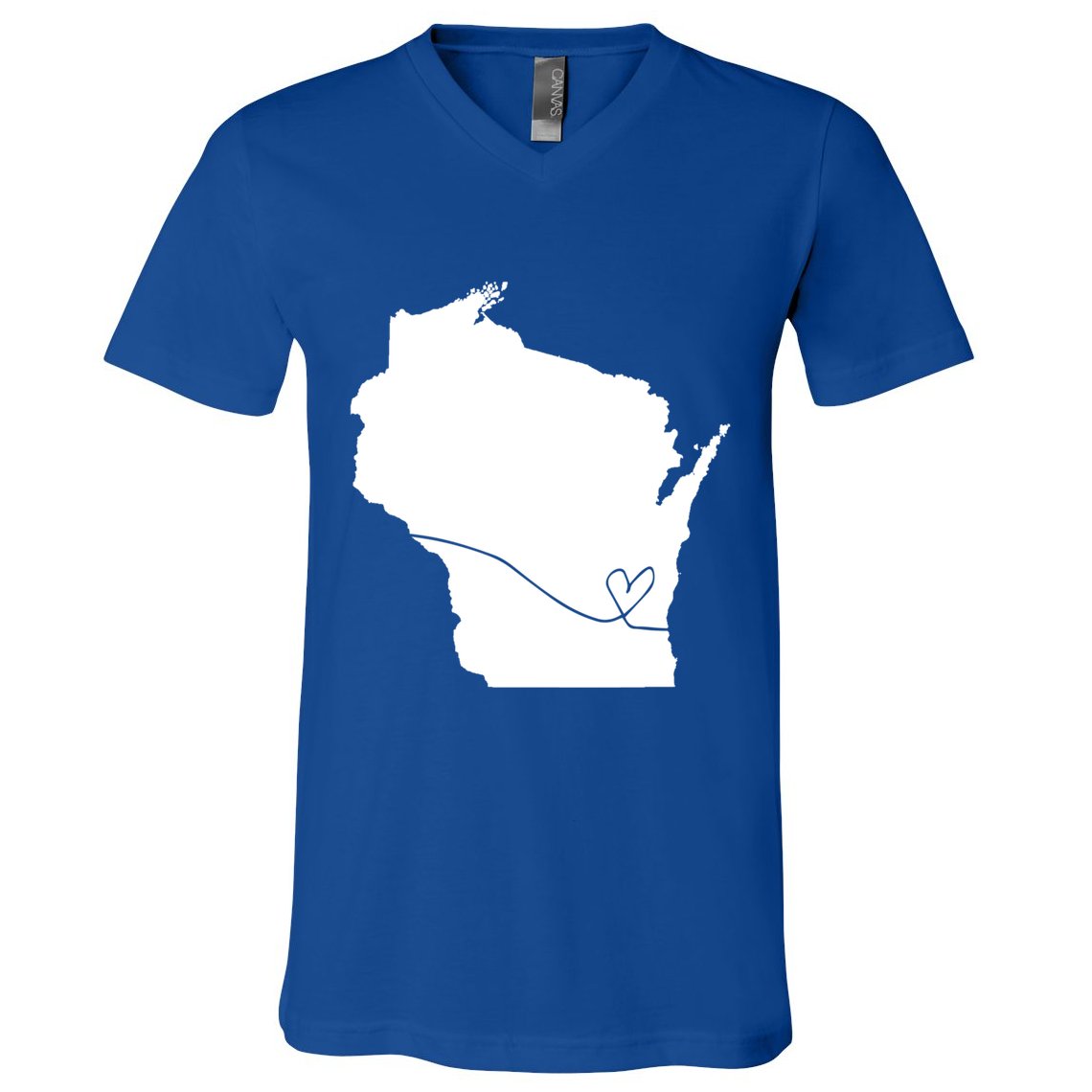 Wisconsin Love Heart Home State Midwest Wisco Vintage Retro Funny Gift V-Neck T-Shirt