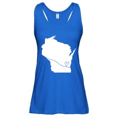 Wisconsin Love Heart Home State Midwest Wisco Vintage Retro Funny Gift Ladies Essential Flowy Tank