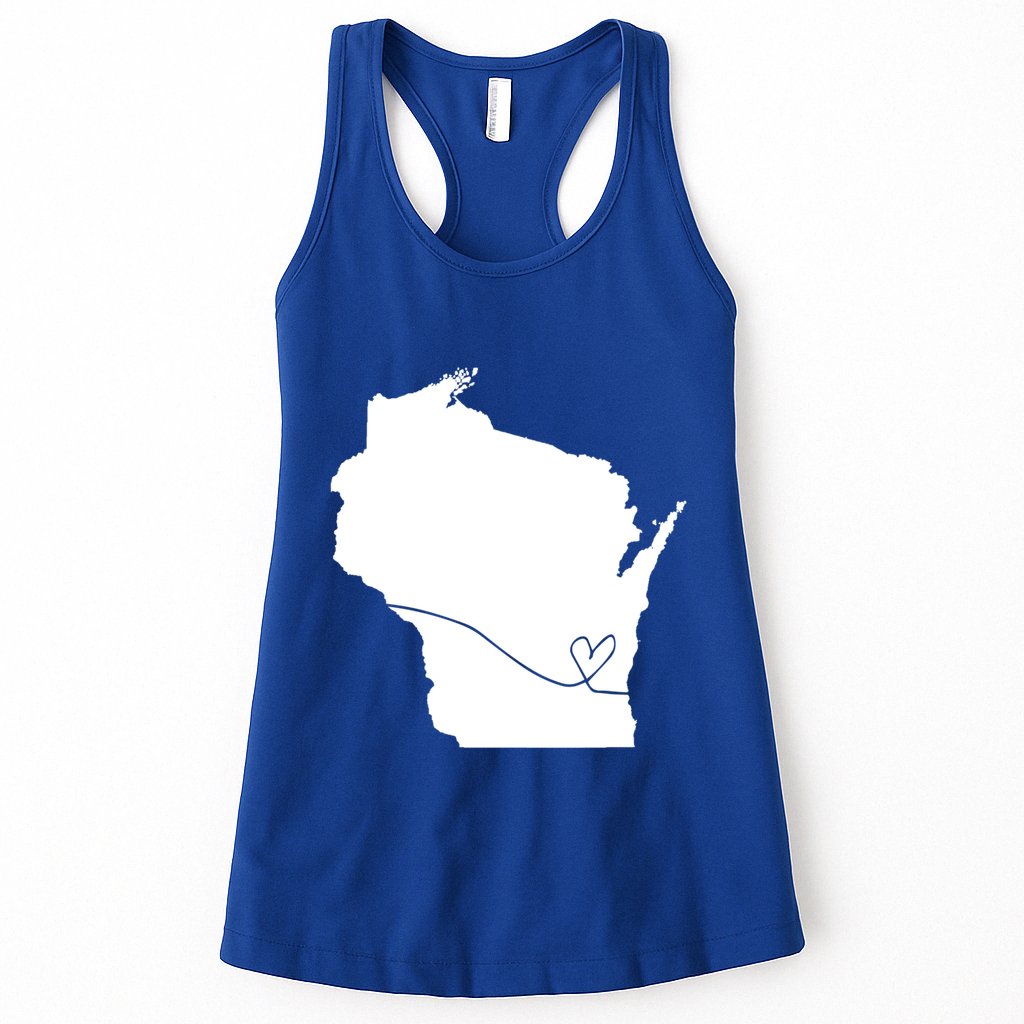 Wisconsin Love Heart Home State Midwest Wisco Vintage Retro Funny Gift Womens Tank Top