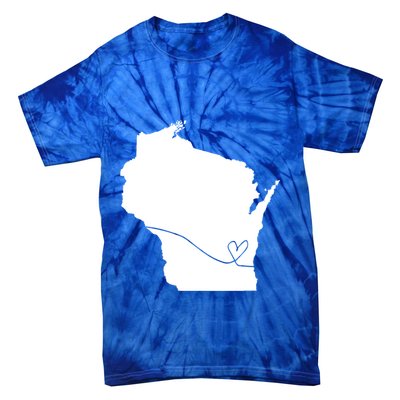 Wisconsin Love Heart Home State Midwest Wisco Vintage Retro Funny Gift Tie-Dye T-Shirt