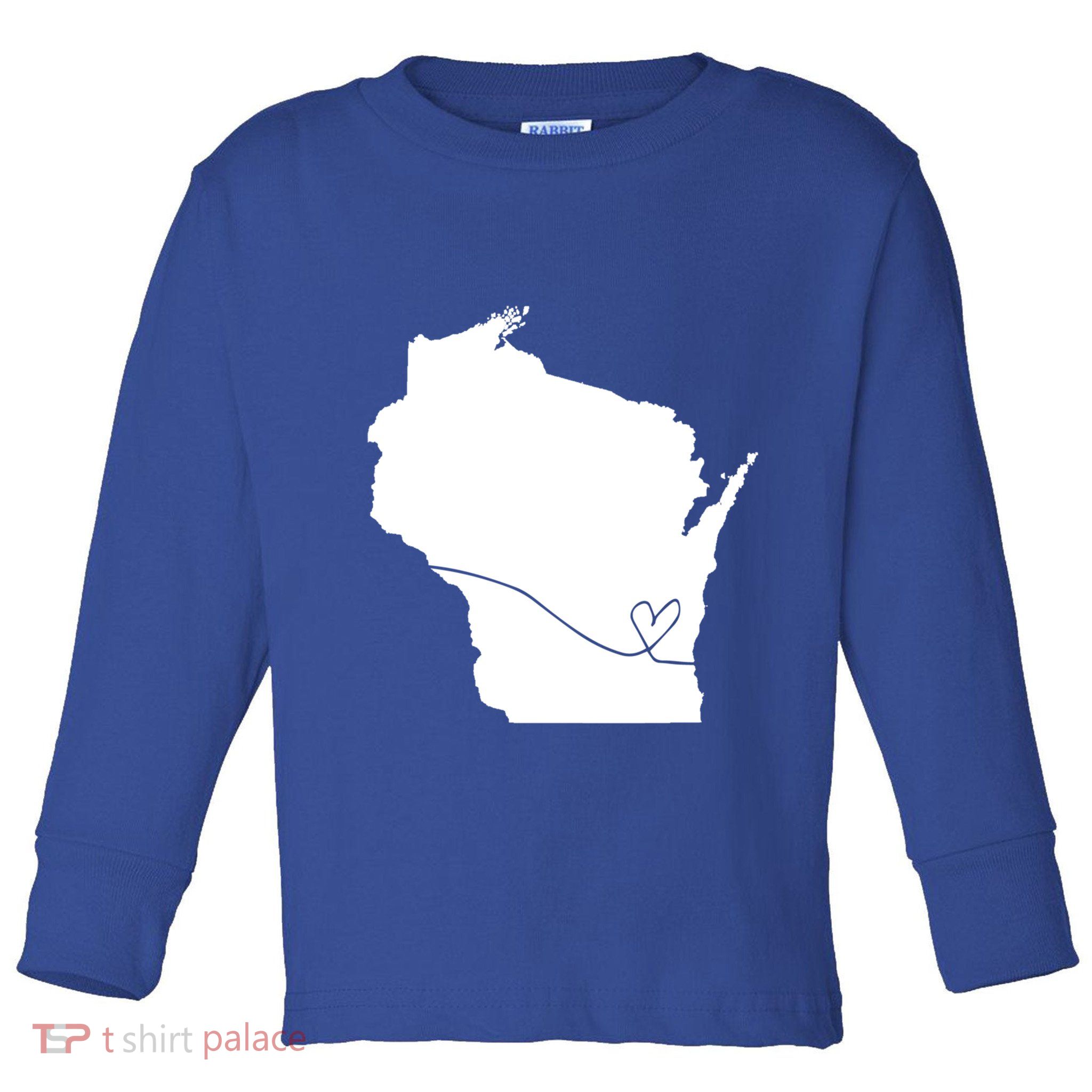 Wisconsin Love Heart Home State Midwest Wisco Vintage Retro Funny Gift Toddler Long Sleeve Shirt
