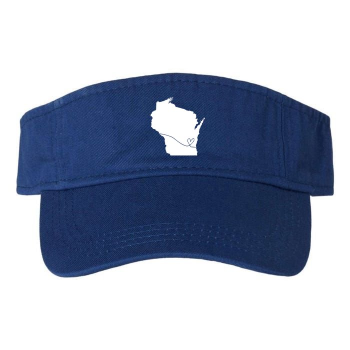 Wisconsin Love Heart Home State Midwest Wisco Vintage Retro Funny Gift Valucap Bio-Washed Visor