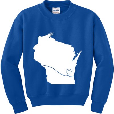 Wisconsin Love Heart Home State Midwest Wisco Vintage Retro Funny Gift Kids Sweatshirt