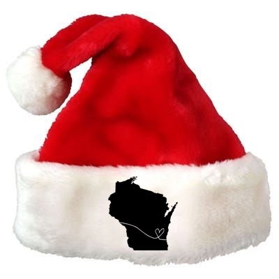 Wisconsin Love Heart Home State Midwest Wisco Vintage Retro Funny Gift Premium Christmas Santa Hat