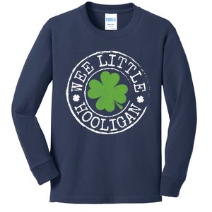 Wee Little Hooligan Funny Clovers Teen St Patrick's Day Kids Long Sleeve Shirt