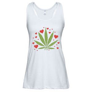 Weed Love Hearts Marijuana Cannabis Pothead 420 Gift Ladies Essential Flowy Tank