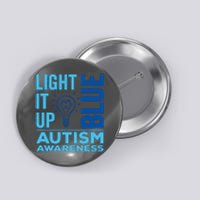 Women Light It Up Blue Autism Awareness Autistic Gift Button