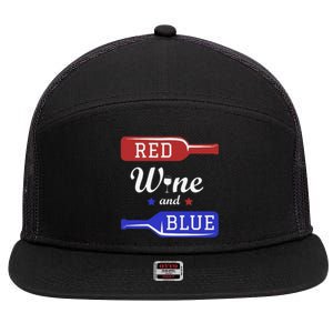 Wine Lover Independence Day 7 Panel Mesh Trucker Snapback Hat