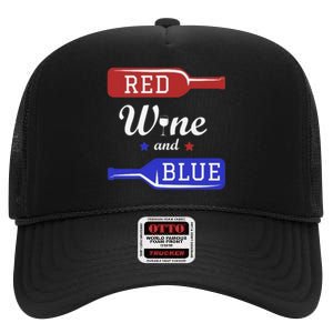 Wine Lover Independence Day High Crown Mesh Back Trucker Hat