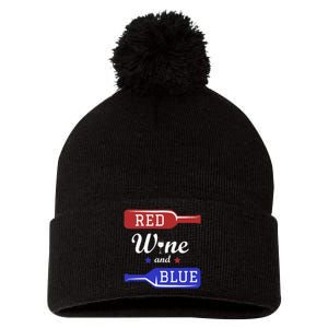 Wine Lover Independence Day Pom Pom 12in Knit Beanie