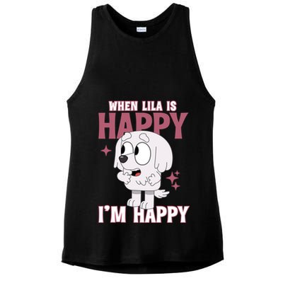 When Lila Is Happy Im Happy Funny Dog Ladies PosiCharge Tri-Blend Wicking Tank