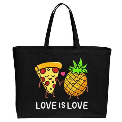 Womens Love Is Love Pineapple Pizza Forbidden Hawaiian Foodie Gift Cotton Canvas Jumbo Tote