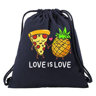 Womens Love Is Love Pineapple Pizza Forbidden Hawaiian Foodie Gift Drawstring Bag