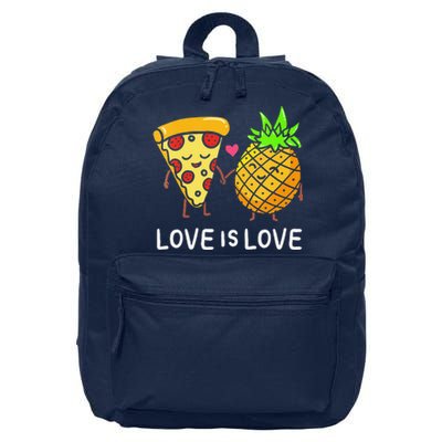 Womens Love Is Love Pineapple Pizza Forbidden Hawaiian Foodie Gift 16 in Basic Backpack