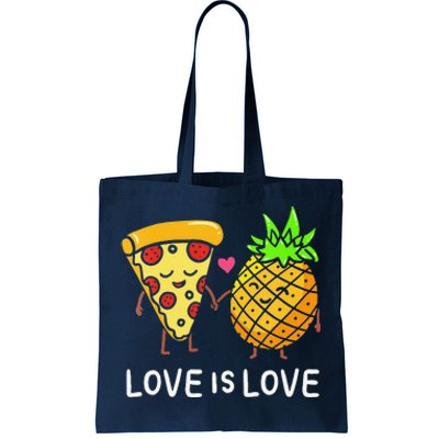 Womens Love Is Love Pineapple Pizza Forbidden Hawaiian Foodie Gift Tote Bag