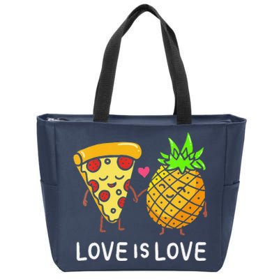 Womens Love Is Love Pineapple Pizza Forbidden Hawaiian Foodie Gift Zip Tote Bag