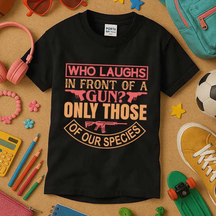 Who Laughs In Front Of A Gun Only Those Of Our Species Kids T-Shirt