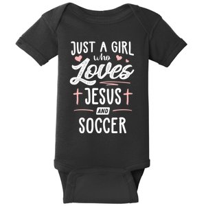 Who Loves Jesus And Soccer Gift Baby Bodysuit