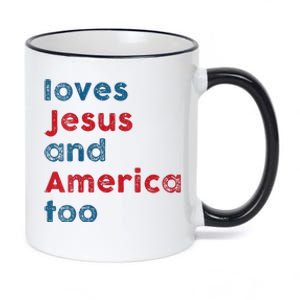 Womens Loves Jesus And America Too Patriotic  Proud 11oz Black Color Changing Mug