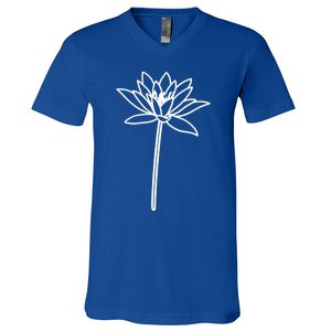 Water Lily July Birth Flower Floral Minimalist Personalized Gift V-Neck T-Shirt