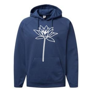 Water Lily July Birth Flower Floral Minimalist Personalized Gift Performance Fleece Hoodie