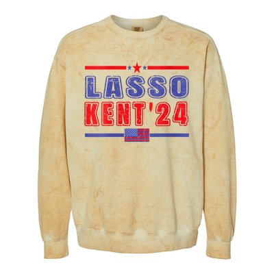 Womens Lasso Kent 24 Funny Usa Flag Sports 4th Of July Colorblast Crewneck Sweatshirt