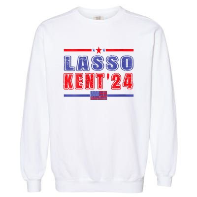 Womens Lasso Kent 24 Funny Usa Flag Sports 4th Of July Garment-Dyed Sweatshirt