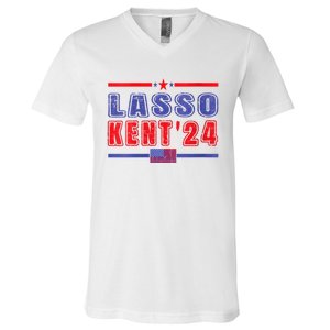 Womens Lasso Kent 24 Funny Usa Flag Sports 4th Of July V-Neck T-Shirt