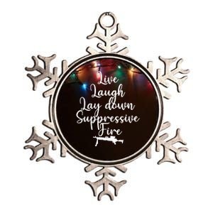 Wo Live Laugh Lay Down Suppressive Fire V-Neck Metallic Star Ornament