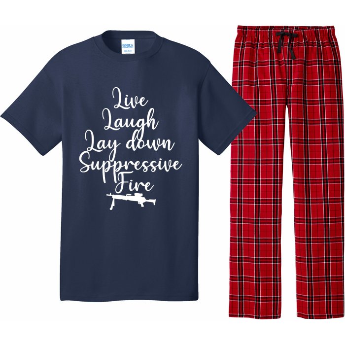 Wo Live Laugh Lay Down Suppressive Fire V-Neck Pajama Set