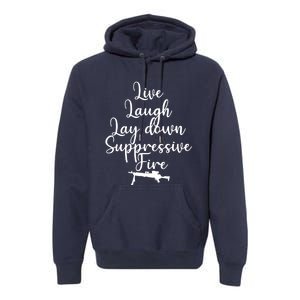 Wo Live Laugh Lay Down Suppressive Fire V-Neck Premium Hoodie