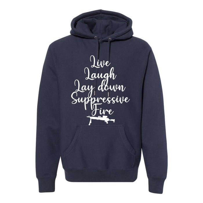 Wo Live Laugh Lay Down Suppressive Fire V-Neck Premium Hoodie