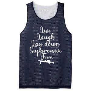 Wo Live Laugh Lay Down Suppressive Fire V-Neck Mesh Reversible Basketball Jersey Tank