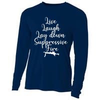 Wo Live Laugh Lay Down Suppressive Fire V-Neck Cooling Performance Long Sleeve Crew