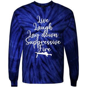 Wo Live Laugh Lay Down Suppressive Fire V-Neck Tie-Dye Long Sleeve Shirt